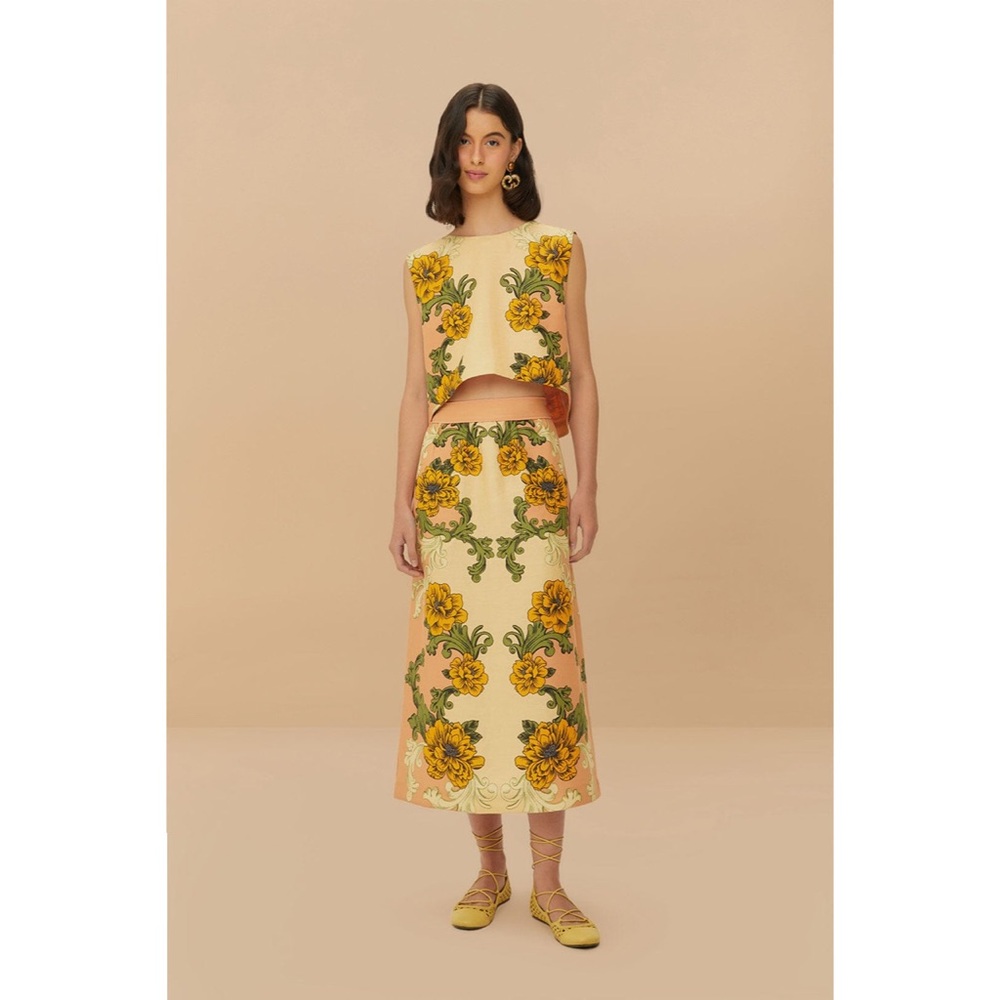 Farm Rio Cream Delicate Flower Arabesques linen set